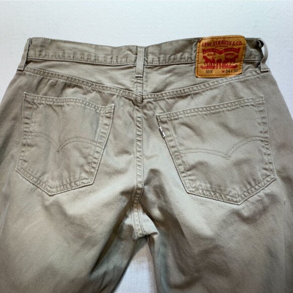 Levi's Mens 559 Khaki Straight Jeans Size 34x30 Tan Relaxed Casual Classic - Picture 8 of 10